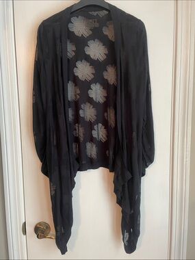 People's Liberation Black Sheer Burnout Draped Cardigan